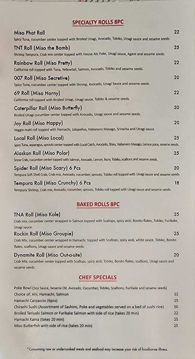 Miso Phat Sushi Menu - Image 1